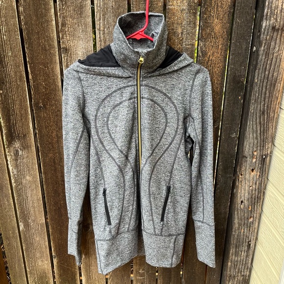 Lululemon Wm’s Stride Hoodie Long Jacket II In Heathered Black & Gray Sz 6 - Picture 9 of 15